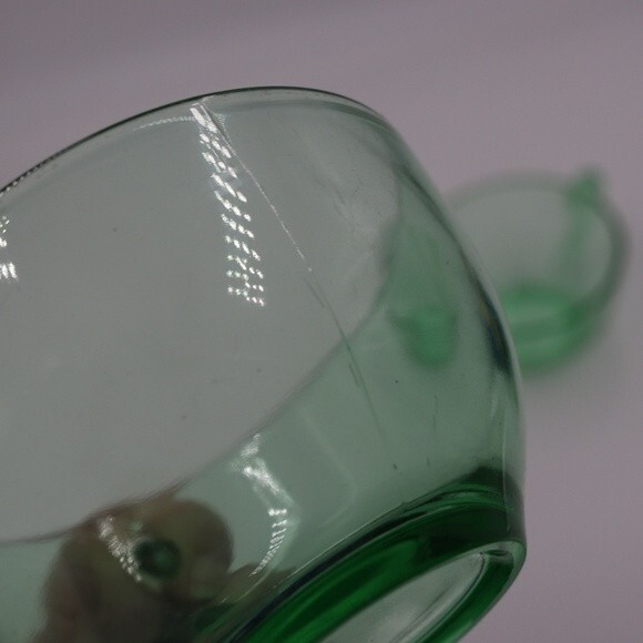 Vintage Depression Glass Uranium Glass Cups Mugs Florescent Green Glowing Glass - Picture 3 of 6